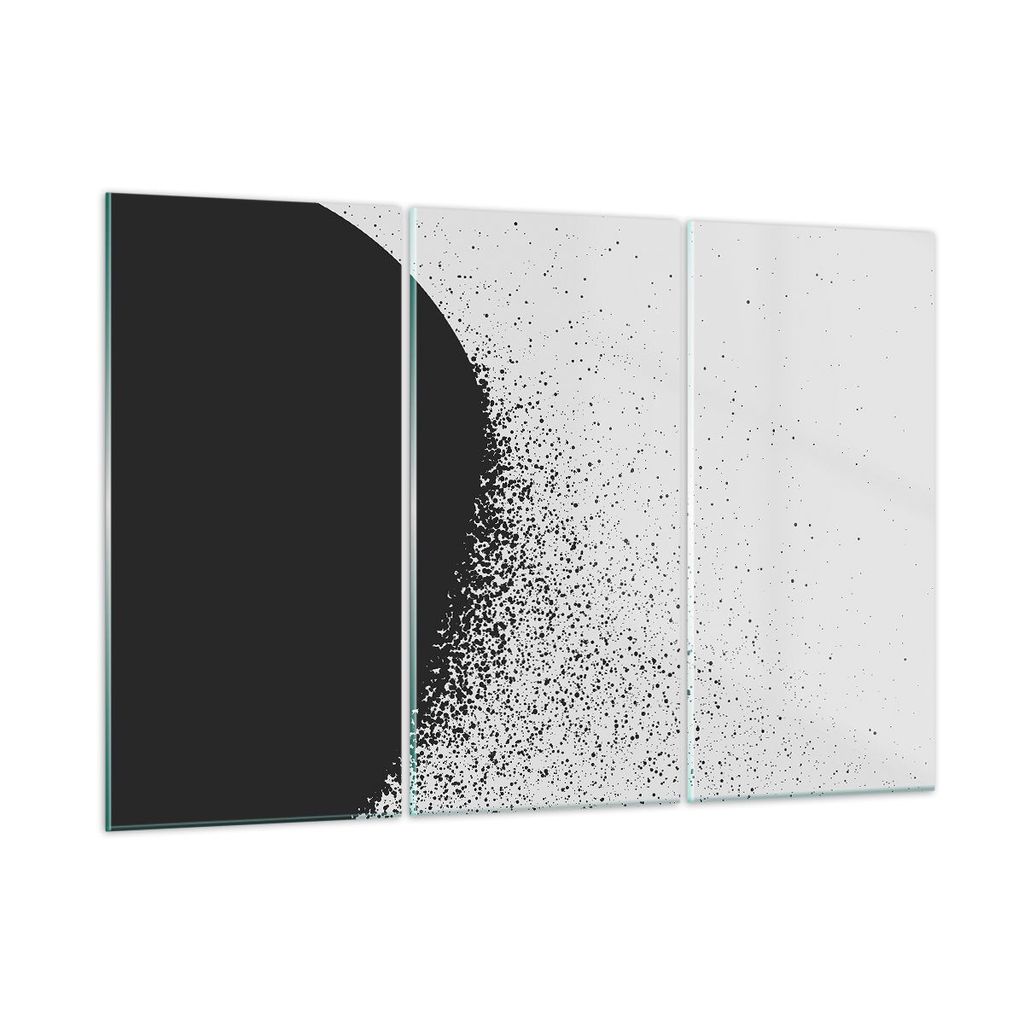 Bilder auf glas - 3 Teile - Abstraktion Schwarzweiß Geometrie - 105x70cm - Glasbilder - Wandbilder - Bilder - Wanddekoration aus Glas - Glas Bilde...