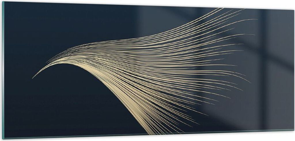 Bilder auf glas - Einteilig - Golden Borsten Abstraktion - 100x40cm - Glasbilder - Wandbilder - Bilder - Wanddekoration aus Glas - Glas Bilder - Wa...