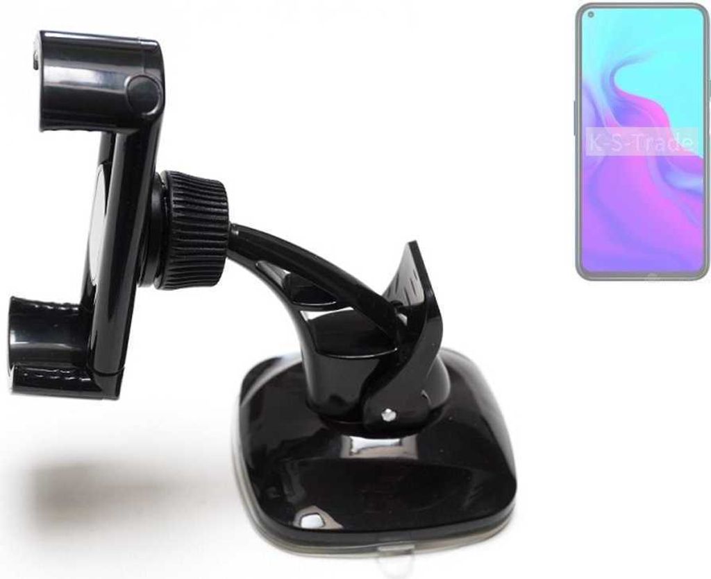 K-S-Trade kompakte Handy-Halterung Windschutzscheibe kompatibel mit Cubot X30 P Armaturenbrett schwarz Autohalterung KFZ Halter Scheiben-Halterung