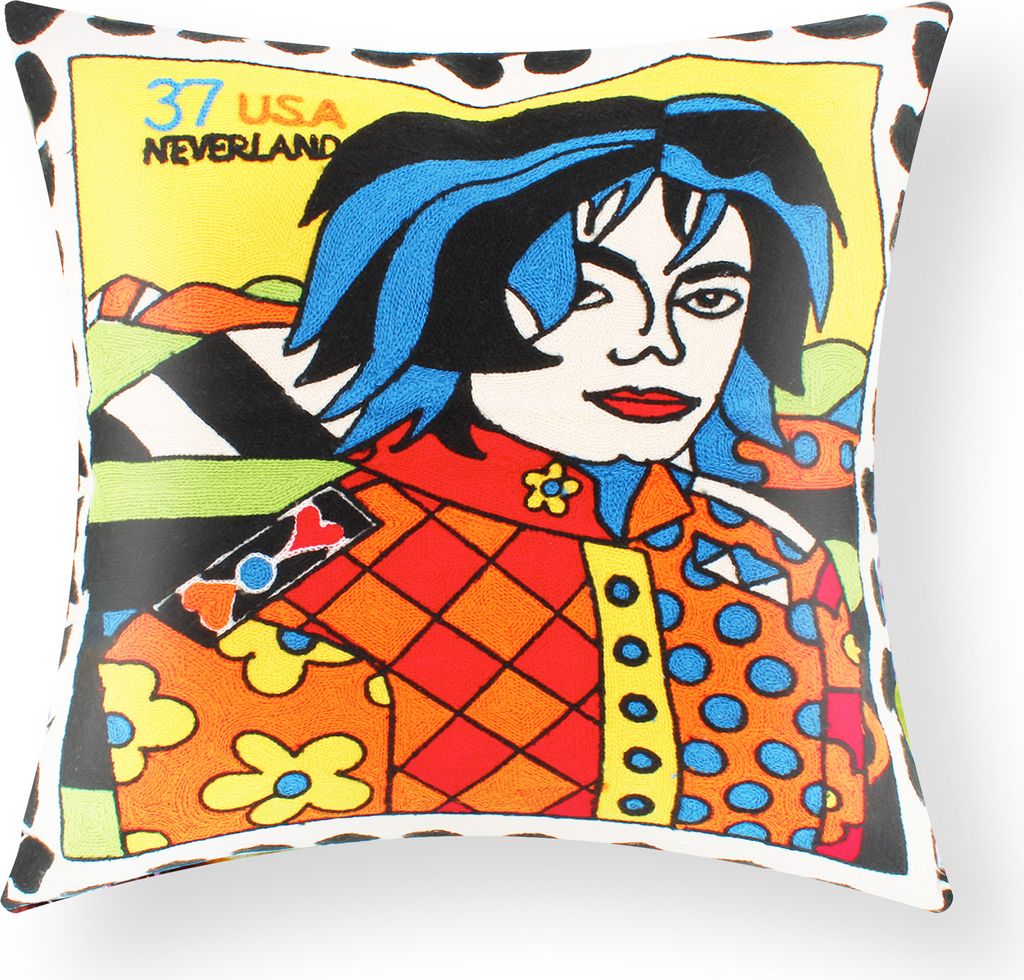 2er Set Kissenbezüge 45x45cm bestickt Art USA Neverland