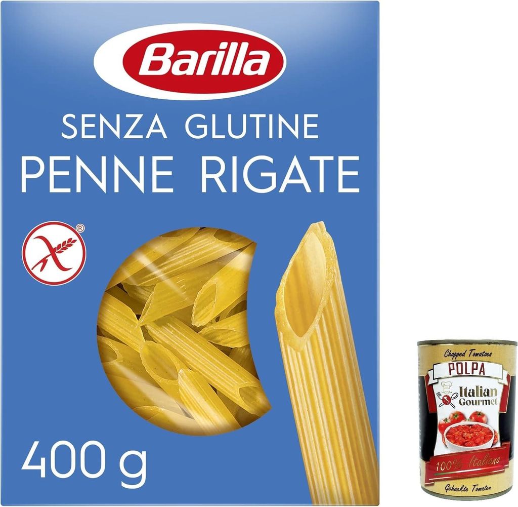 20x Barilla Penne rigate 400g senza Glutine Glutenfrei pasta nudeln, gluten free + Italian Gourmet polpa 400g