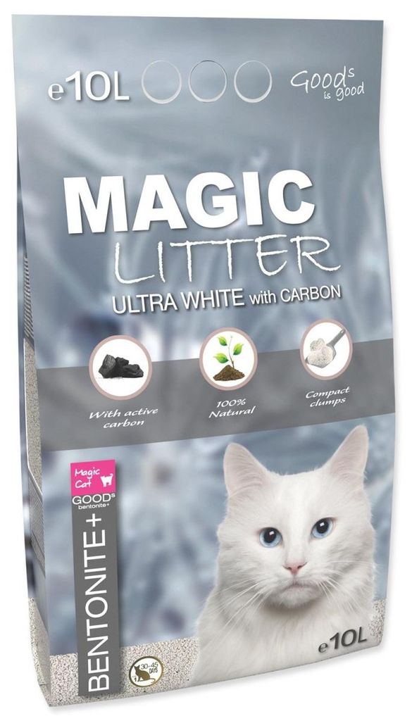 Żwirek Magic Litter Bentonit Ultra Biały z Węglem 10L/9kg Zdjęcie produktu 