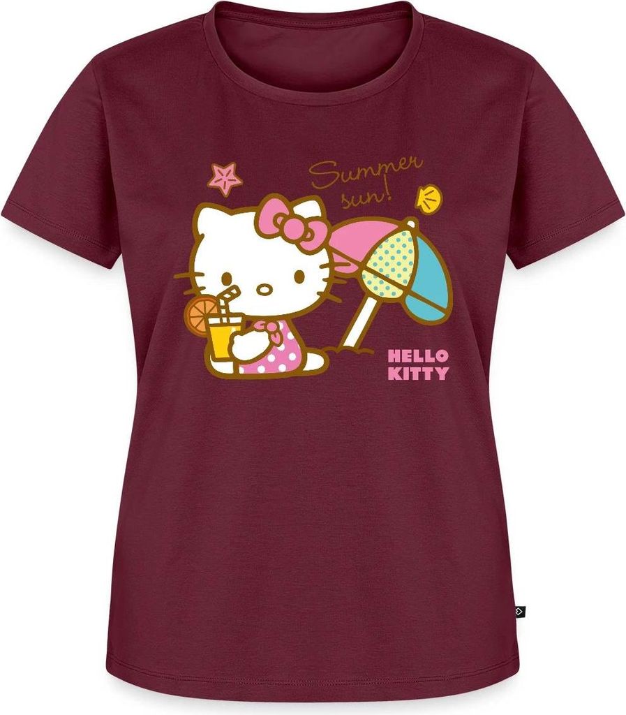 Spreadshirt Hello Kitty Am Strand Summer Sun Frauen Premium T-Shirt, XL, Burgunderrot