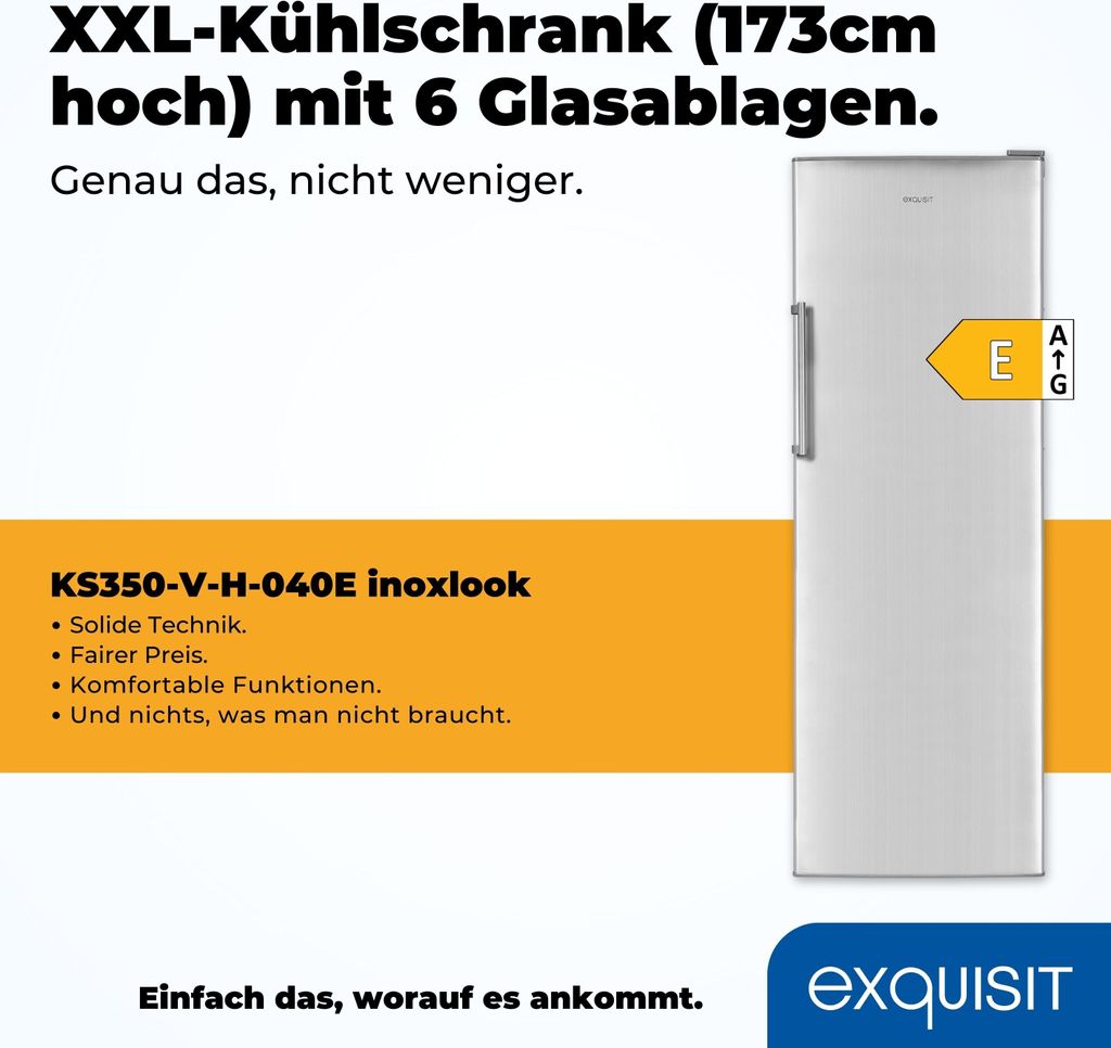 Exquisit Vollraumkühlschrank KS350-V-H-040E inoxlook | Produktbild 2
