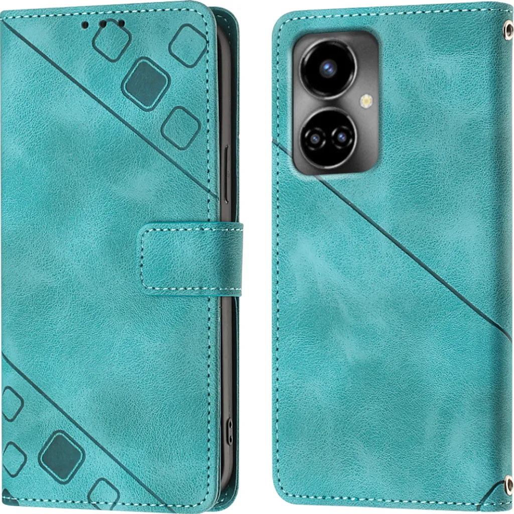 Custodia Tecno Camon 19 Goffrata in Pelle Verde - Protezione Totale