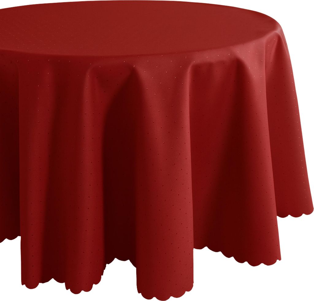Tovaglia Ø 130 cm in rosso scuro per tavolo da pranzo e Immagine del prodotto 