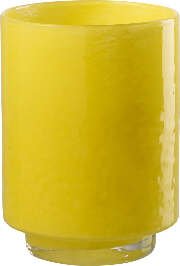 Vase J-Line Cylindre Relief en Verre Jaune Petit Modèle Déco Design