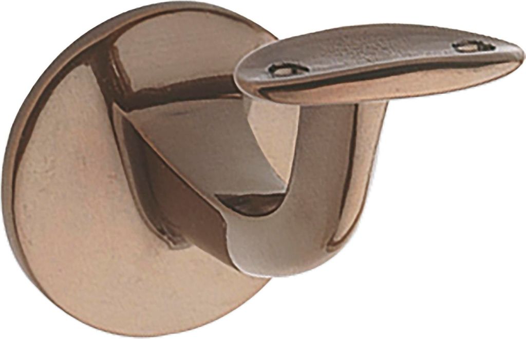 Handlaufträger mit gewölbter Auflage, Wandabstand 65mm, Messing patiniert
