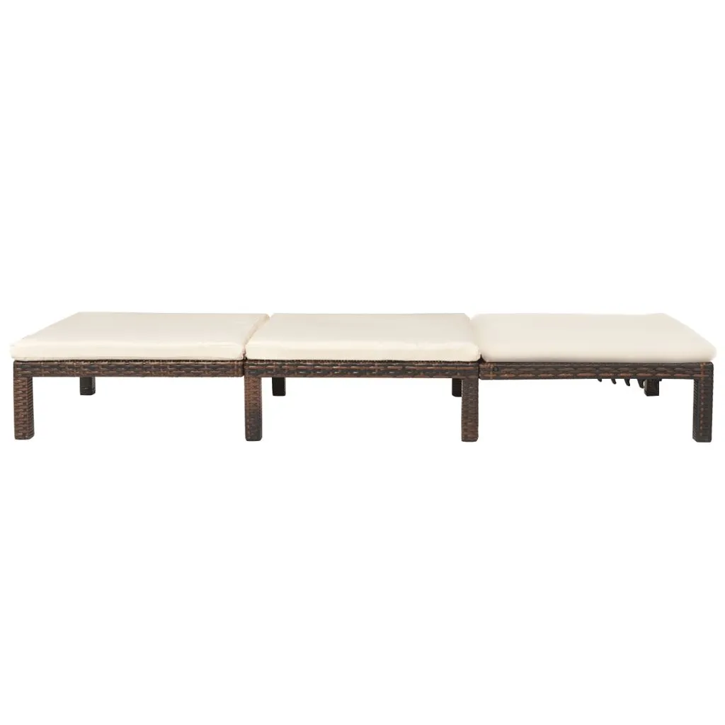 Chaise Longue Résine Tressée Brune Résistante avec Support vidaXL 195cm - 5