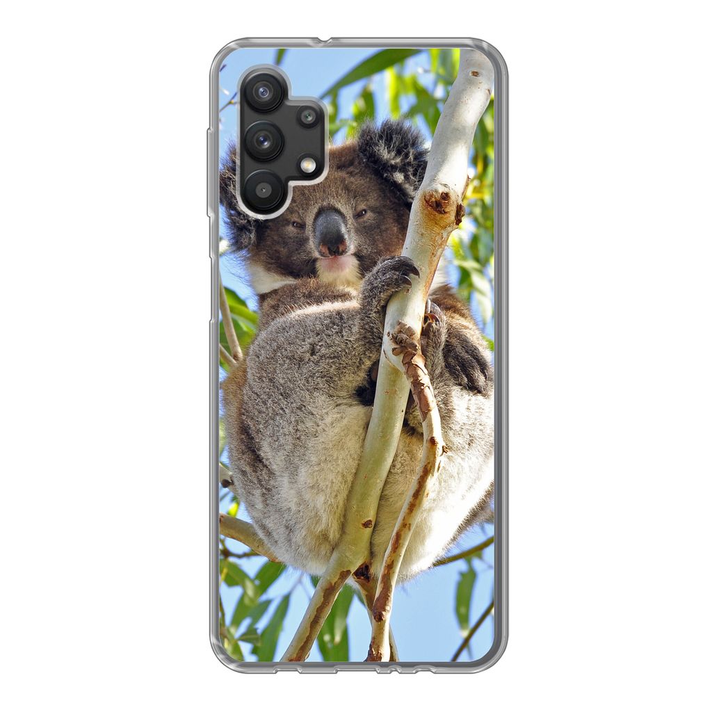 MuchoWow Handyhülle Schutzhülle Hülle für Samsung Galaxy A32 5G Koala - Luft - Zweige - Jungen - Mädchen Silikon Softcase Handy Hülle - Sof...