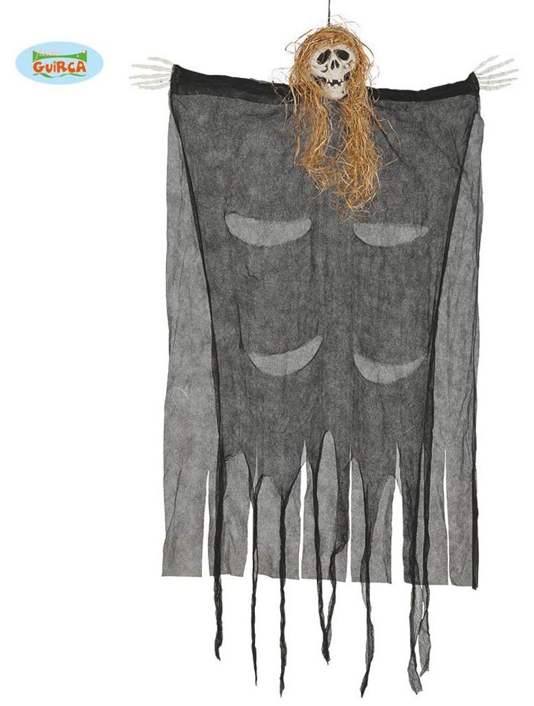 Halloween Deko Anhänger Skelett mit Haaren, 110 cm Produktbild 