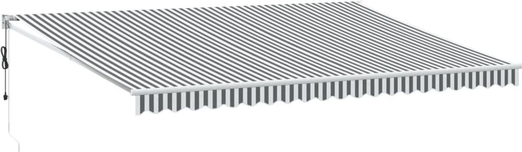 Markise Einziehbar Anthrazit und Weiß 5x3 m Stoff und Aluminium
