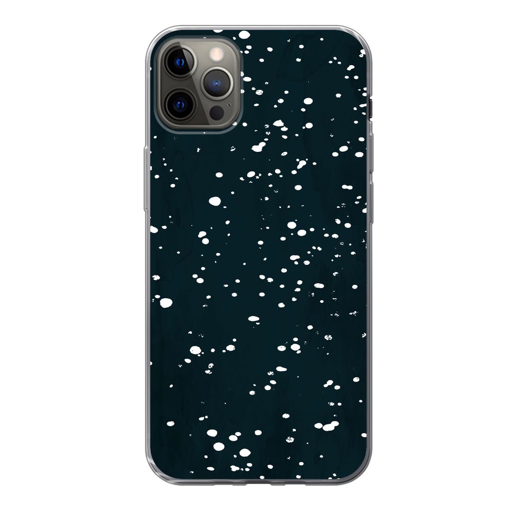 MuchoWow Handyhülle Schutzhülle Hülle für iPhone 13 Pro Max Polka dots - Schwarz - Weiß Silikon Softcase Handy Hülle - Mobiltelefon
