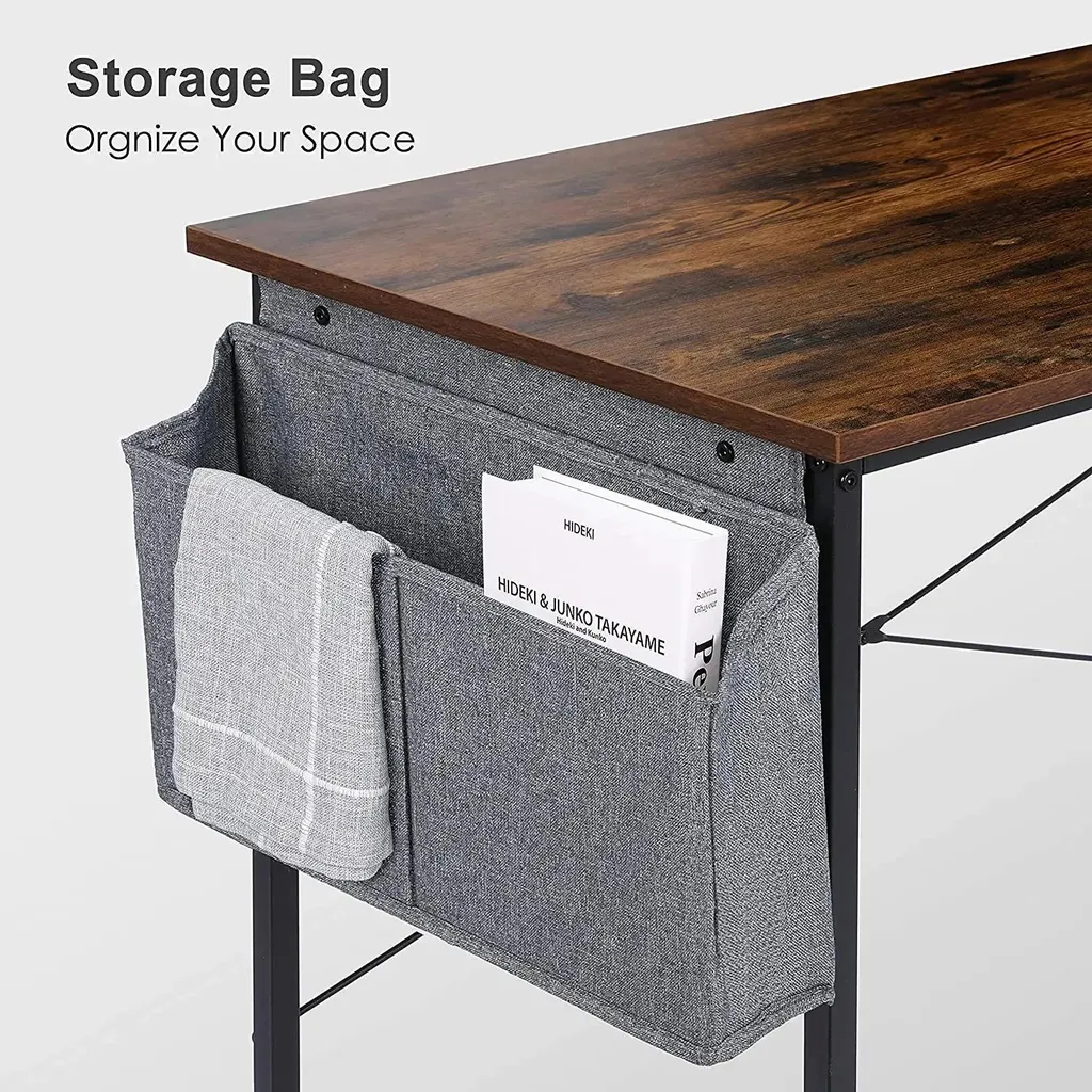 Table d'ordinateur d'angle pliable avec meubles de rangement et roulettes