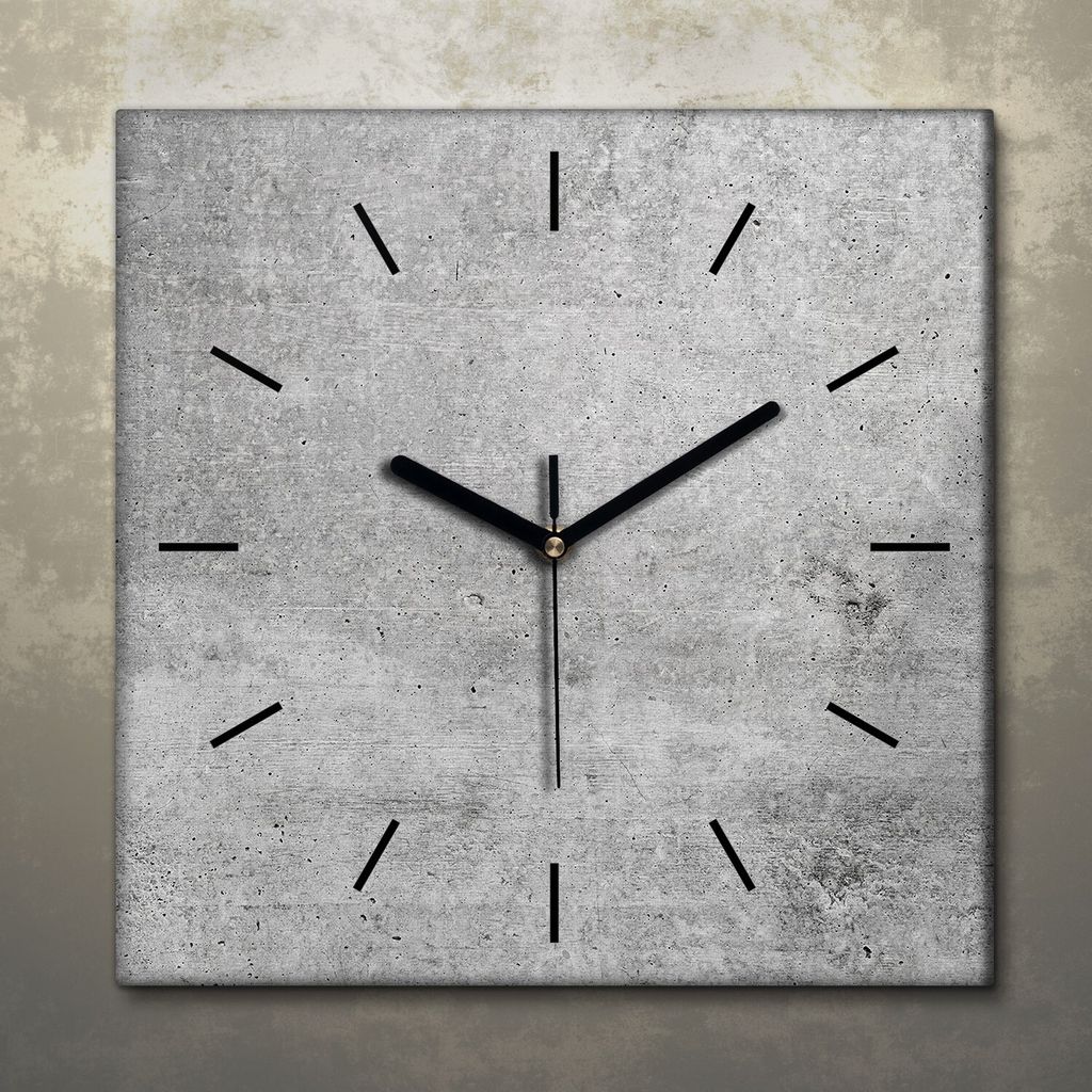 Wohnzimmer Leinwand Uhr Geräuschlos Küche 30x30 Beton, Motive, Struktur, Textur, schwarze Zeiger