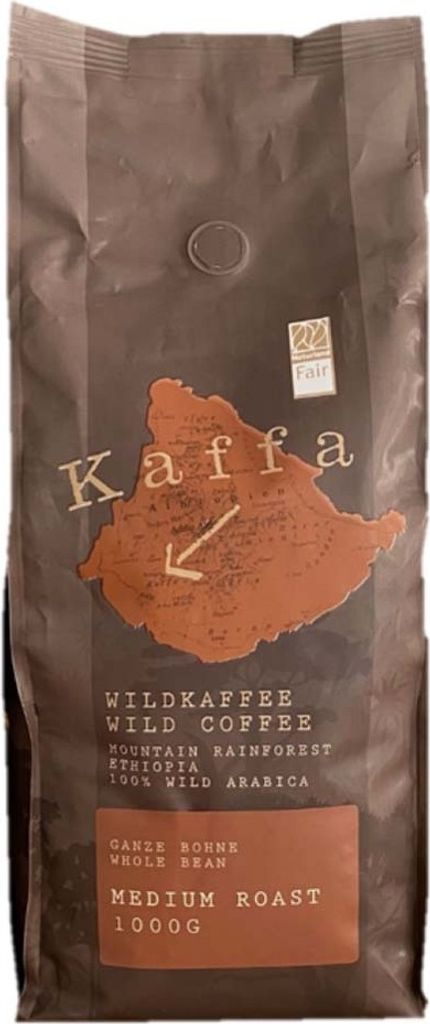 A bag of Kaffa Wildkaffee coffee beans.