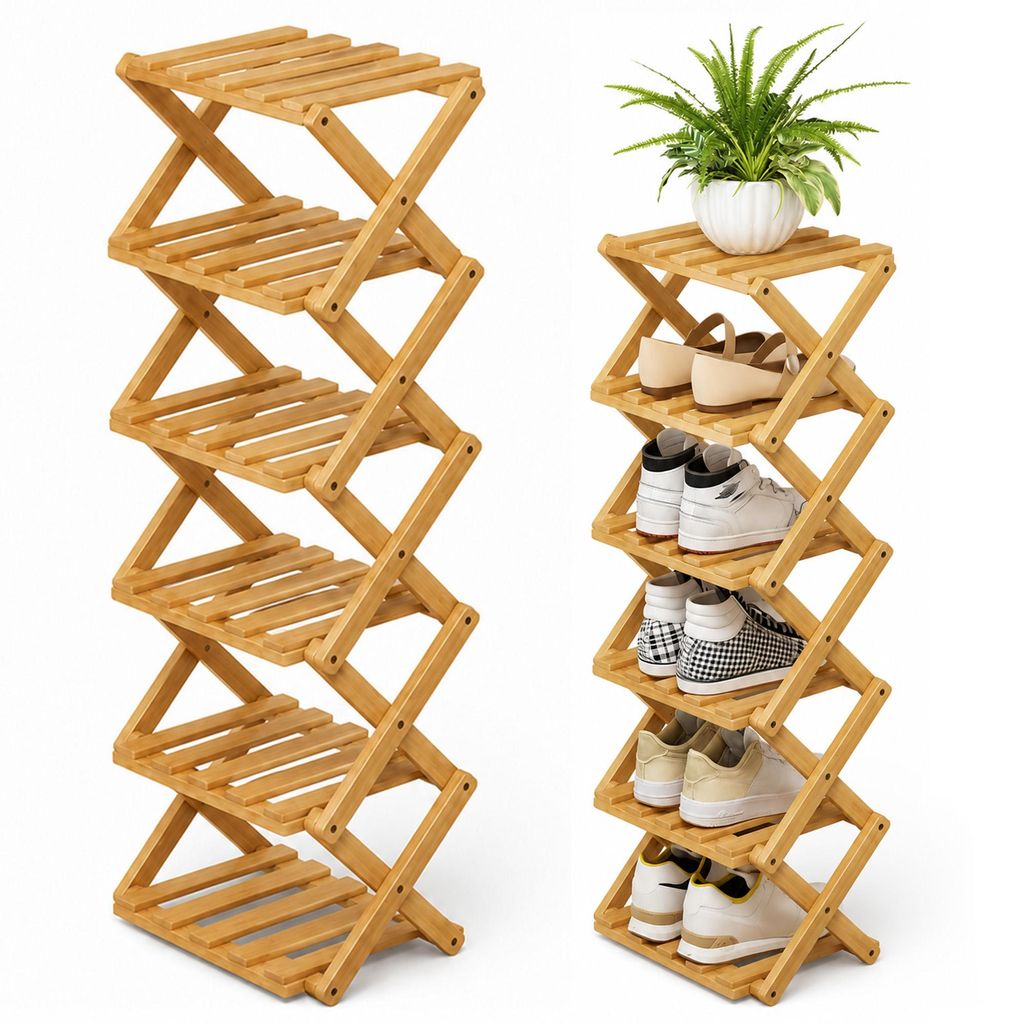 STILVORA Schuhregale, Bambus Schuhregal Natur – Produktbild 