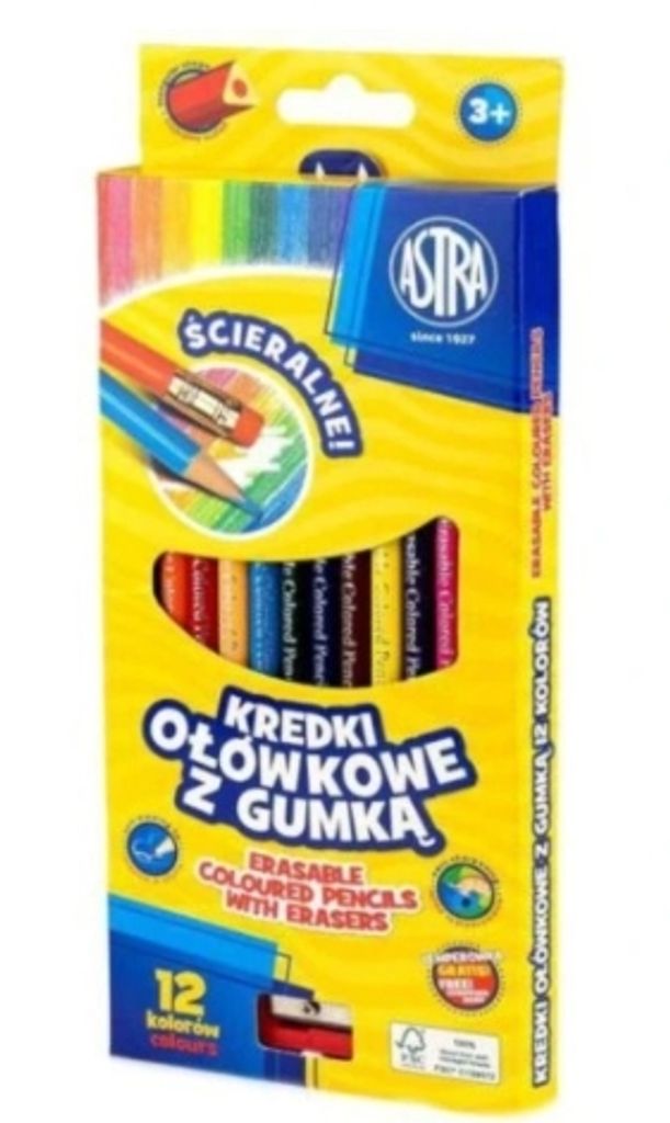 Olovčové ceruzky Astra, 12 farieb pre kreslenie a tvorbu, Obrázok produktu 