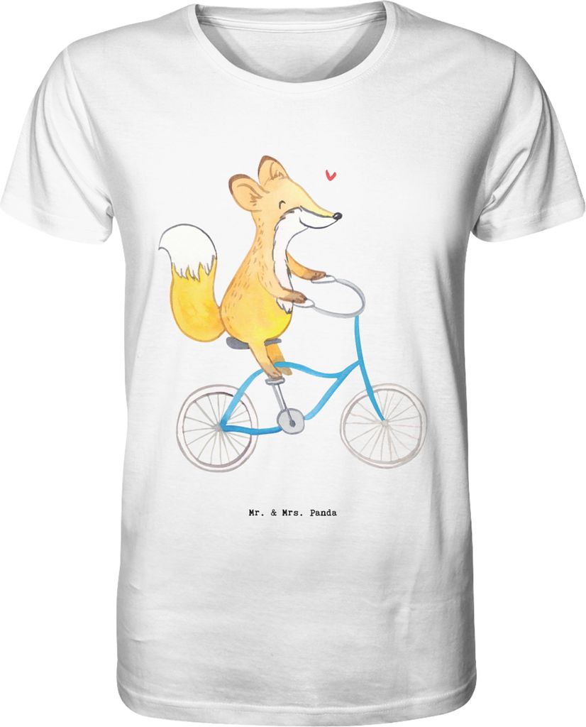Mr. & Mrs. Panda T-Shirt Herren Fuchs Fahrrad fahren Größe M - Weiß - Geschenk, Shirt, Kurzarm-T-Shirt, Oberteil, Trekking, Tshirt, Radsport, Ra...