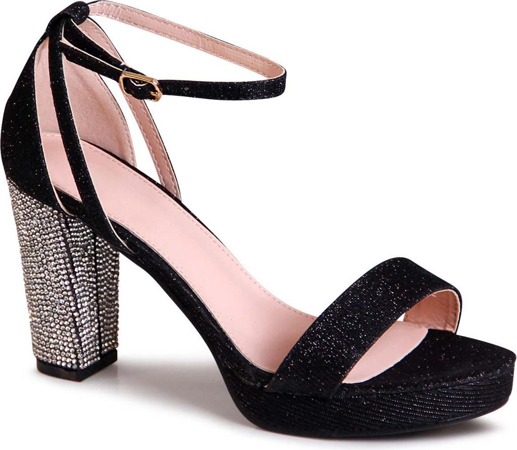topschuhe24 2392 Damen Glitzer Riemchen Sandaletten Sandalen, Farbe:Schwarz, Größe:39 EU