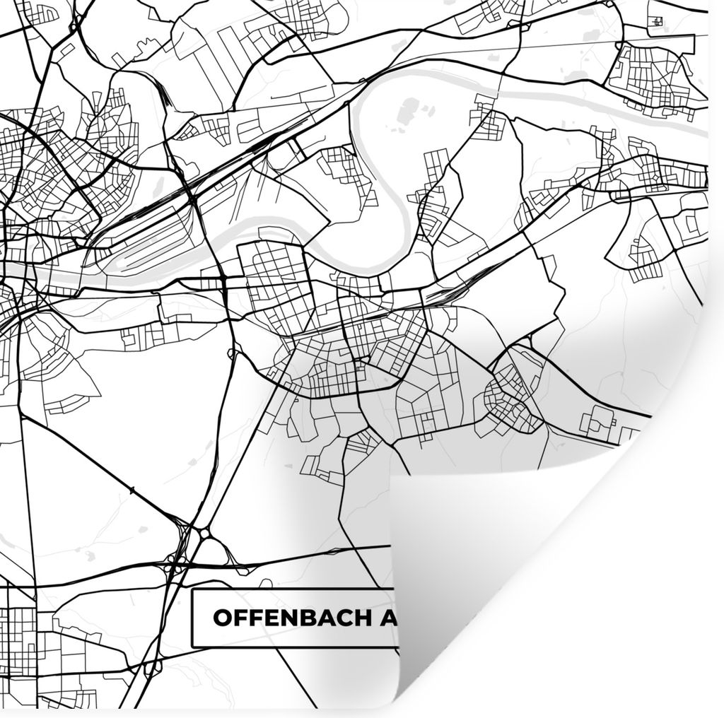 MuchoWow Wandtattoo Wandsticker Wandaufkleber Offenbach am Main - Stadtplan - Karte 80x80 cm Selbstklebend und Repositionierbar - Wierderverwendb...