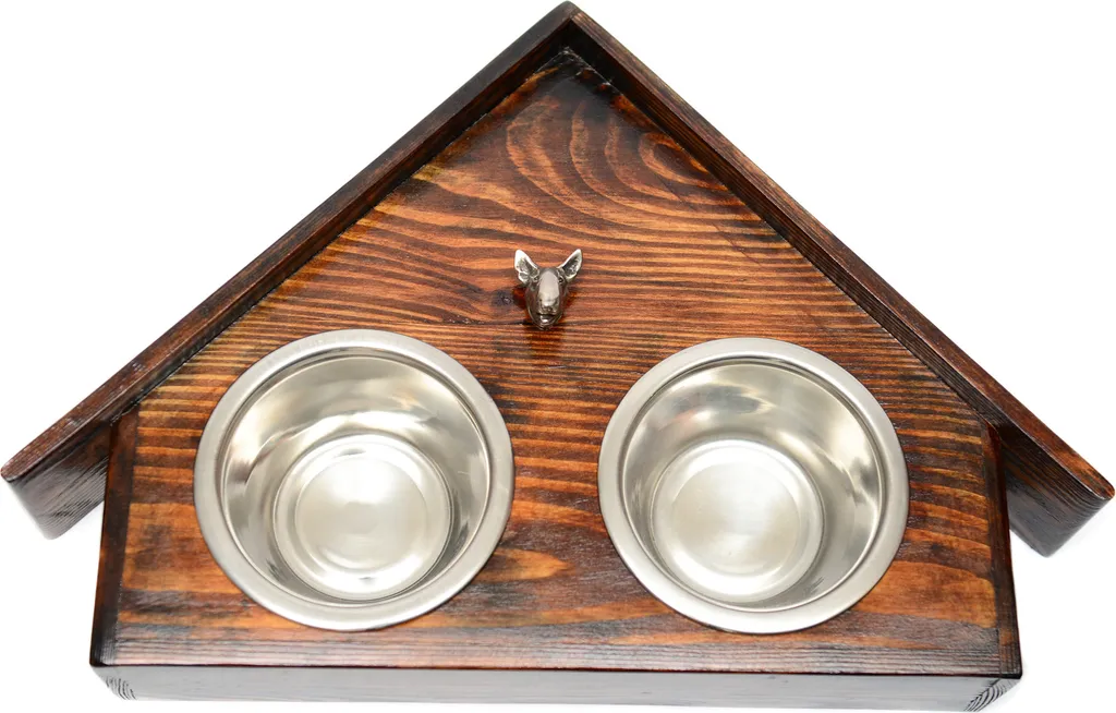 Supporto Legno Ciotole Bull Terrier Art-Dog: Alta Resistenza e Stile