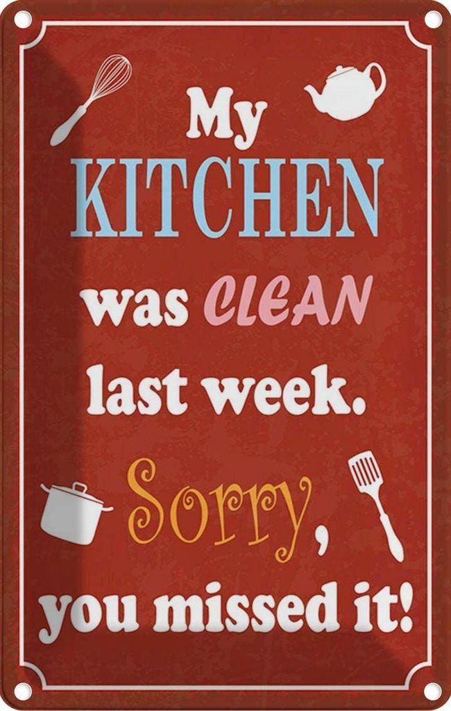 vianmo Blechschild 30x20 cm my Kitchen Kochen was clean last week Küche Essen