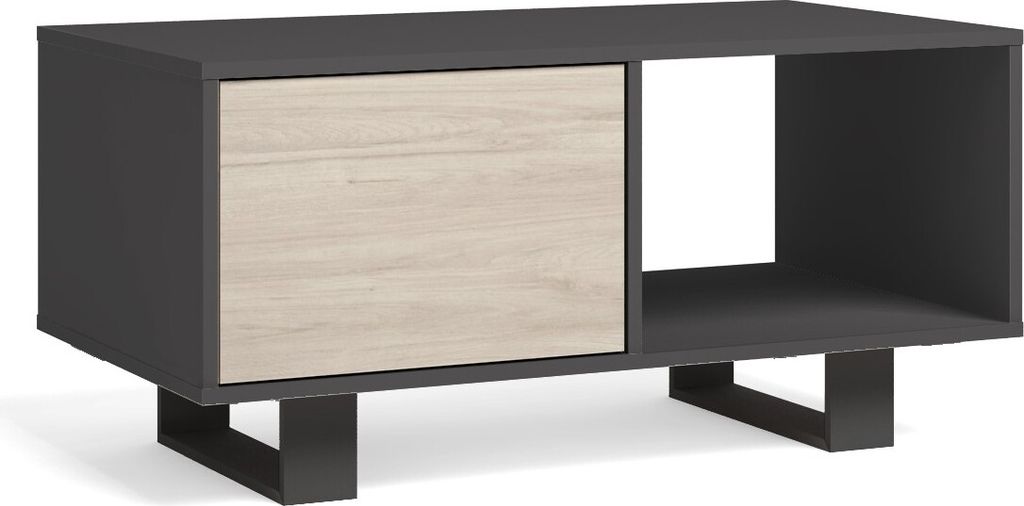 Couchtisch für Esszimmer, Modell Wind, Grau und Eiche farbe, 92x50x45cm