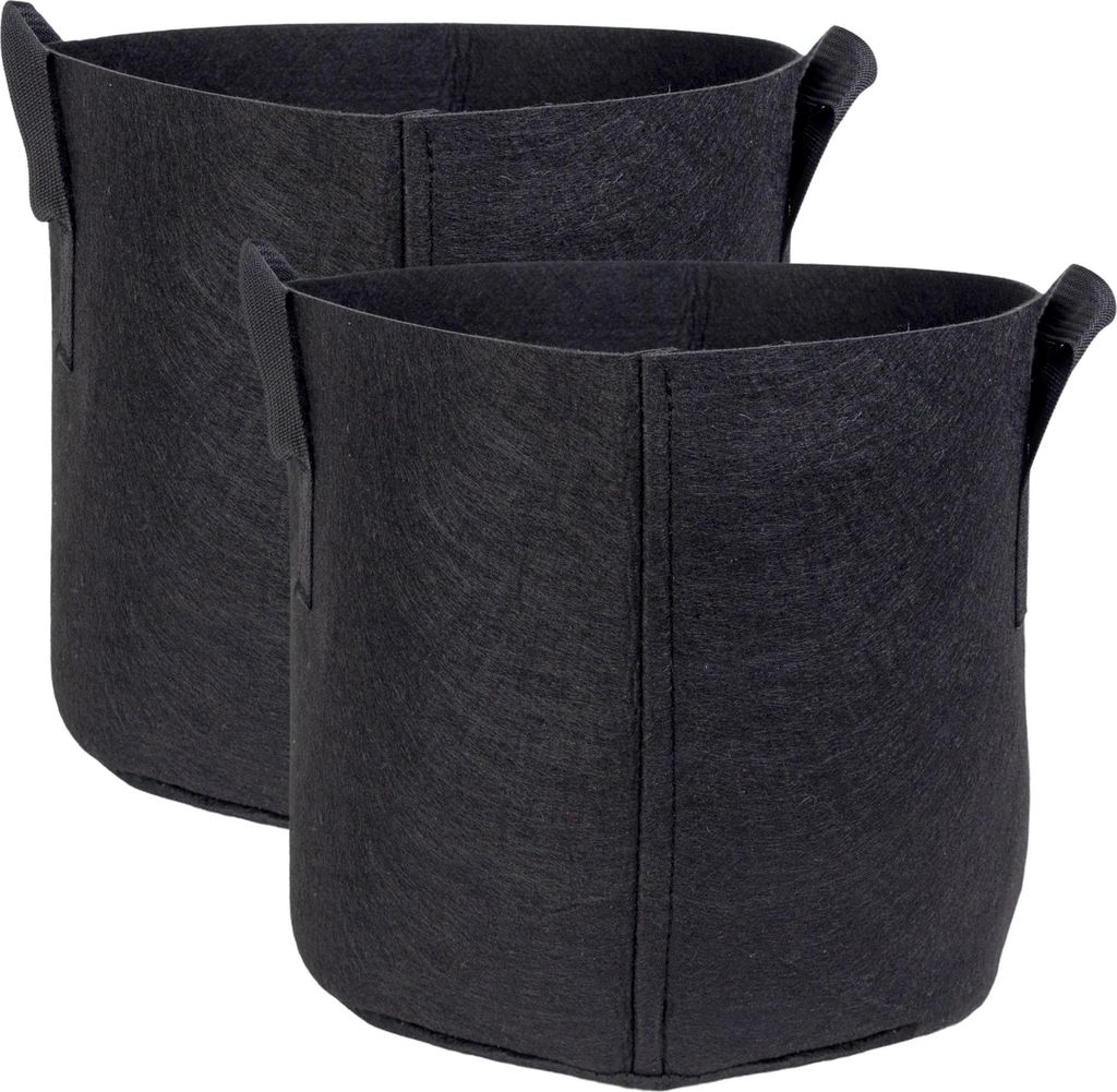 Intirilife 2x Vlies Pflanzsack in 26 Liter - 7 Gallon - 35 x 30 cm – Pflanzen Übertopf aus Vliesstoff mit Tragegriffen für Garten, Gewächshaus...