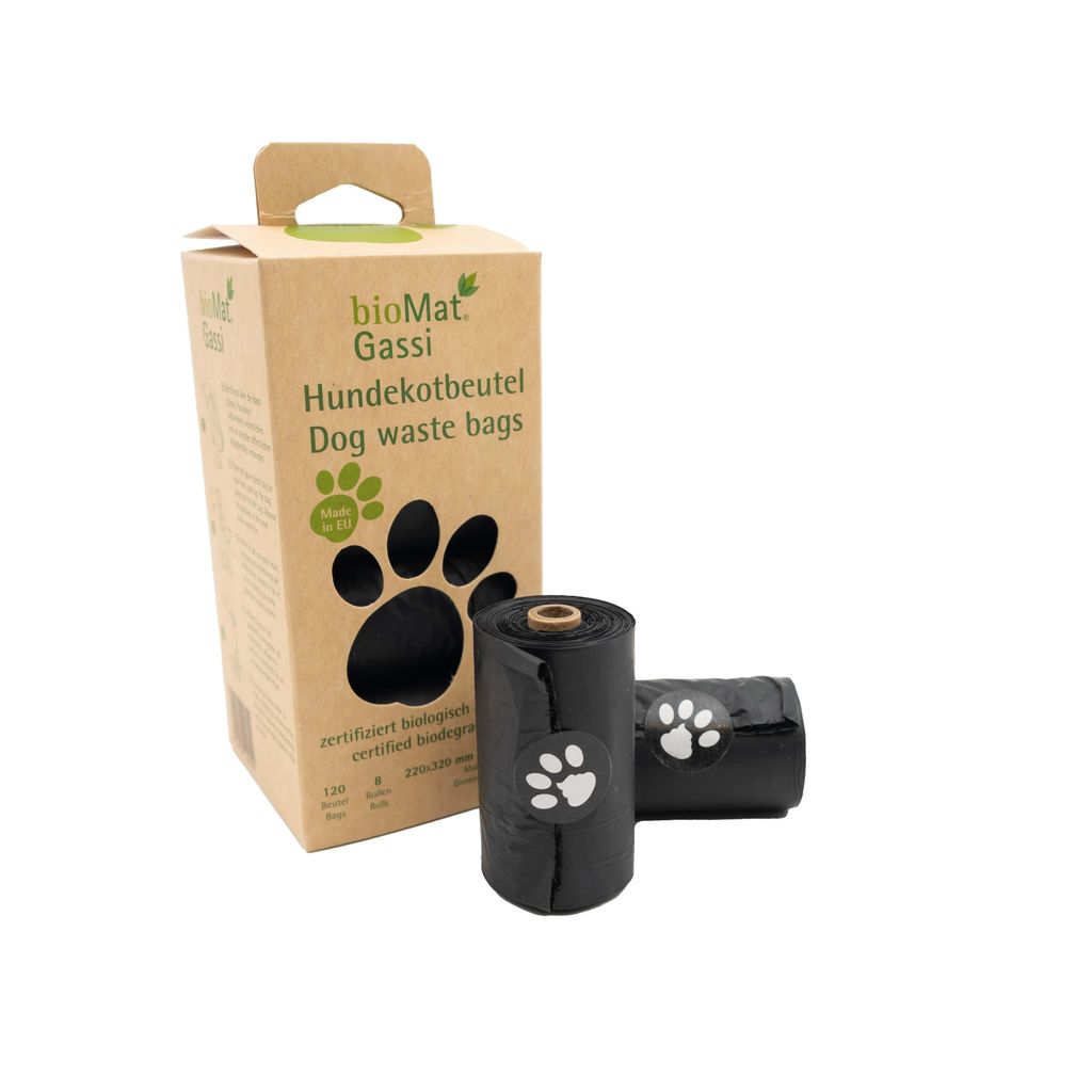 bioMat Hundekotbeutel biologisch abbaubar, 360 Stk. kompostierbare Kotbeutel, Schwarz