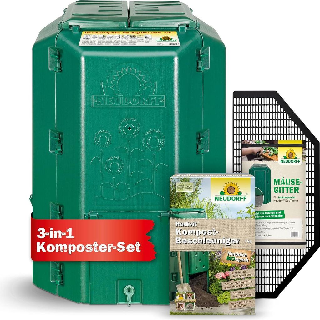 3 in 1 Komposter Set Radivit Komposter Beschleuniger + Mäusegitter