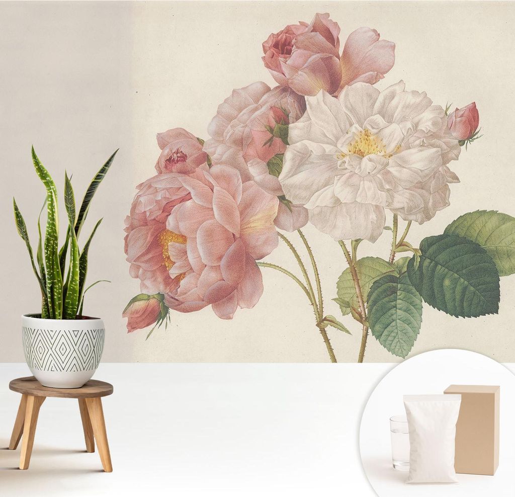 Fototapete - 208x146 cm - Tapete - Wandtapete - Wandbilder - Dekofolie - Tapete Folie - Wand - Dekoration - Wohnzimmer - Romantische Rosen