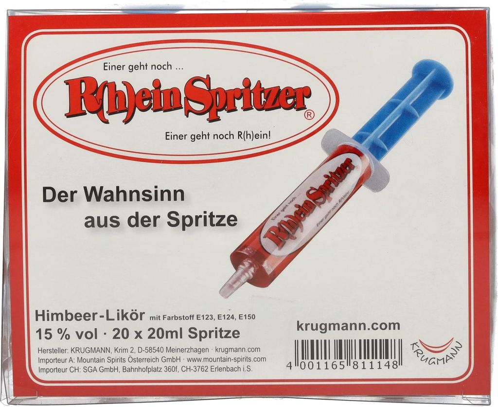 Krugmann R(h)einspritzer Himbeerlikör 15% Vol. 20x0,02l PET Produktbild 