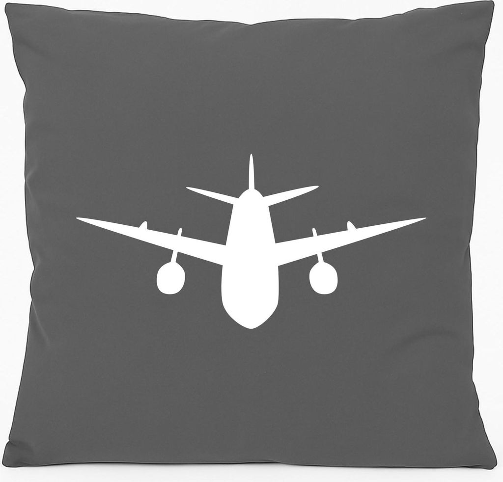 Huuraa Kissen Flugzeug Flieger 40x40cm mit Füllung Steel Grey Baumwolle Dekokissen Geschenkidee