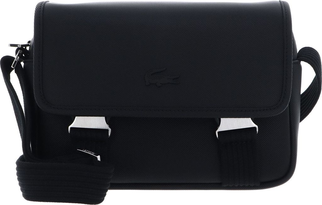 A black Lacoste bodybag is shown against a white background.