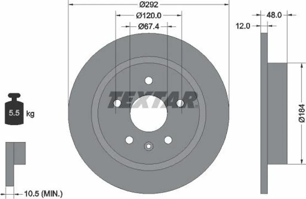 Disque de Frein Ventilé Textar 92222903 pour Berlines et Familiales