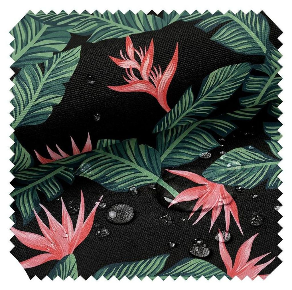 novely OXFORD 210D - D214 Tropical Night - Bedruckter Polsterstoff - Outdoor Dekostoff - Wasserabweisende Reißfeste Meterware 1lfm