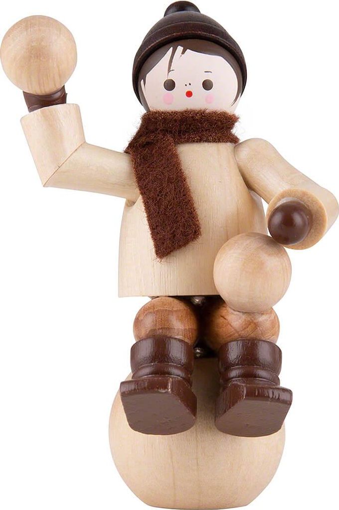 Thiel-Figur Winterkind auf Schneekugel - natur (6cm) von Romy Thiel