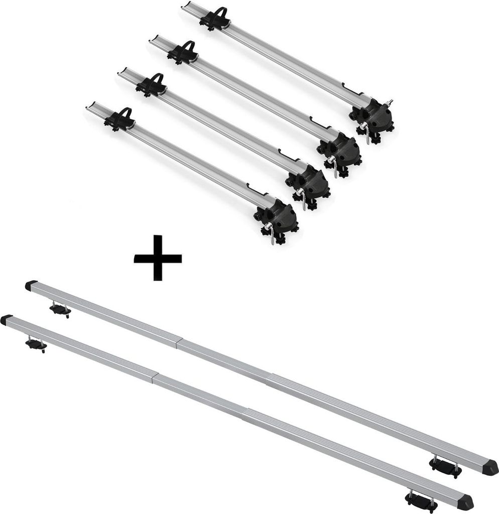 4x Fahrradträger Bike Pro + Dachträger RAPID kompatibel mit für Mercedes E Kombi (S210) (5Türer) 95-02