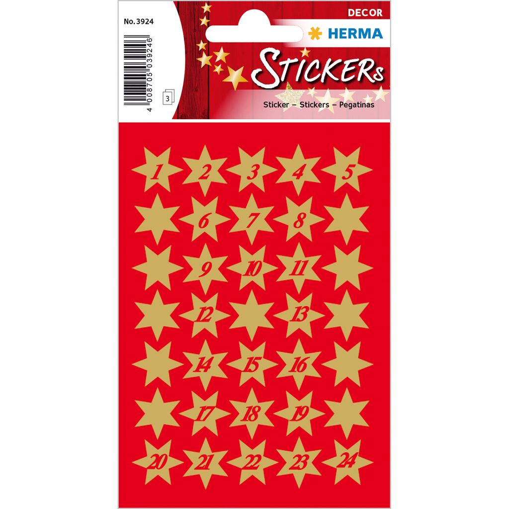 Herma Decor Sterne Adventskalenderzahlen, Gold Obrázok produktu 