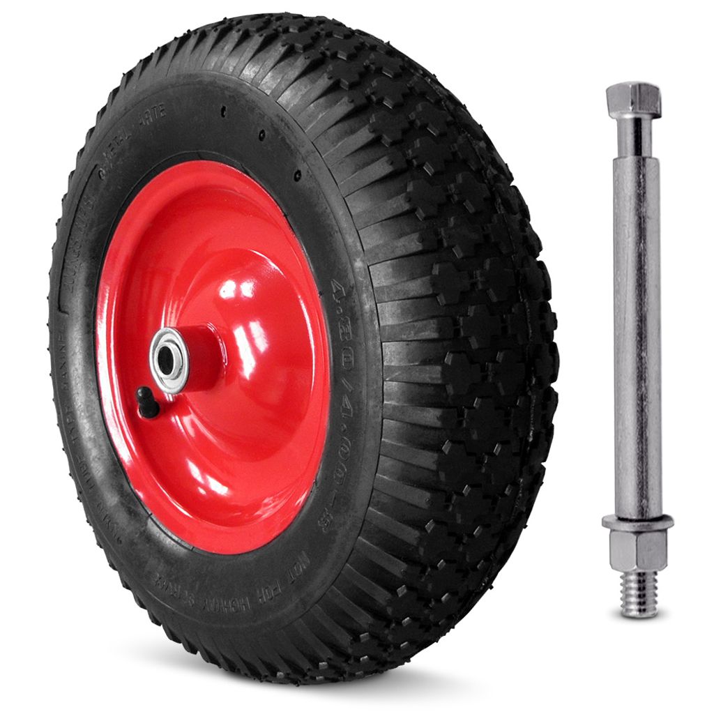 Schubkarrenrad mit Achse Reifen Vollgummi Reifen Ersatzrad 4.80/4.00-8 390 mm 