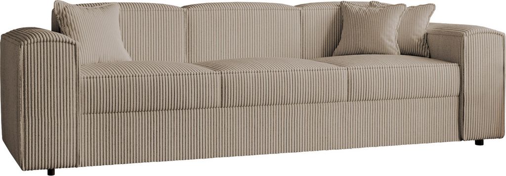 MIRJAN24 Schlafsofa Santos Cord, Polstersofa mit Schlaffunktion, Polsterlehnen fest montiert, Kissen-Set (Farbe: Poso 02)