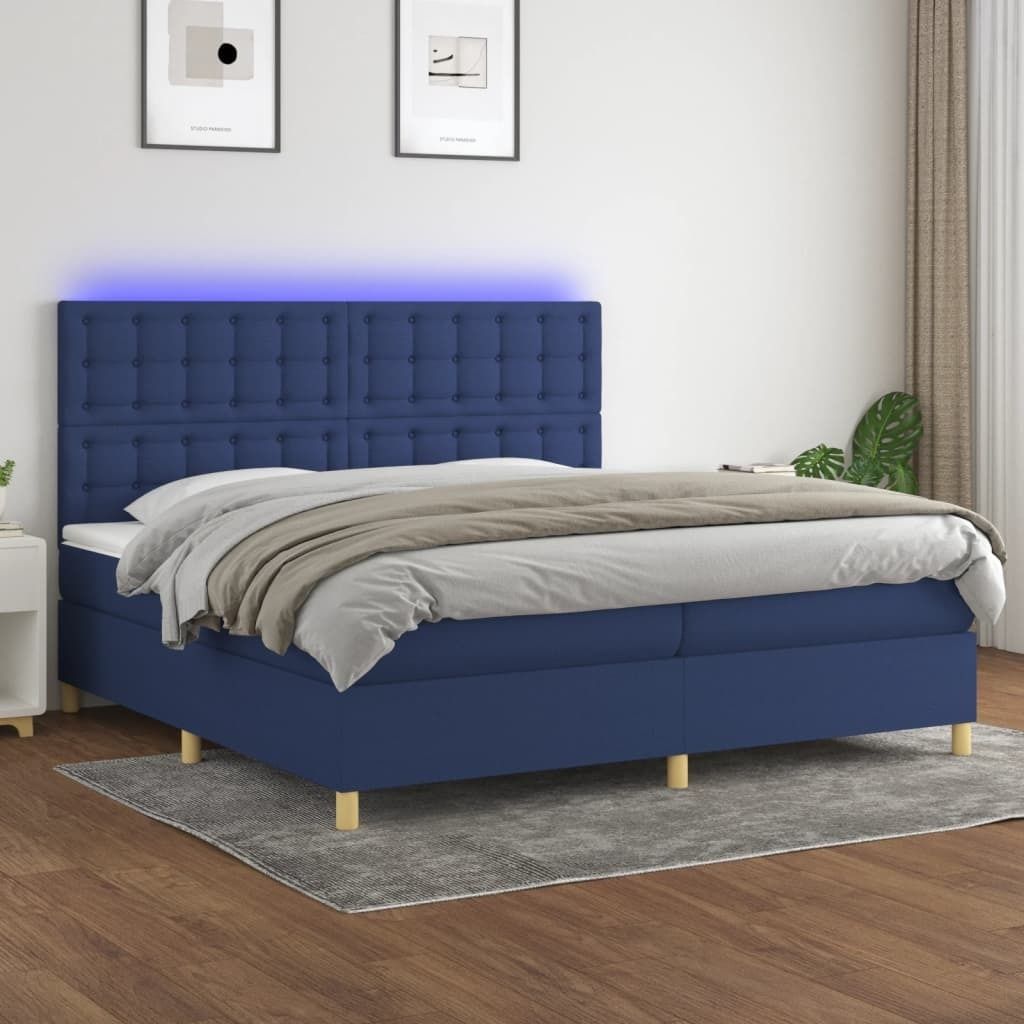 "2026 Promotion" Boxspringbett mit Matratze - & LED - Blau 200x200 cm - Stoff - Polsterbett CC7638