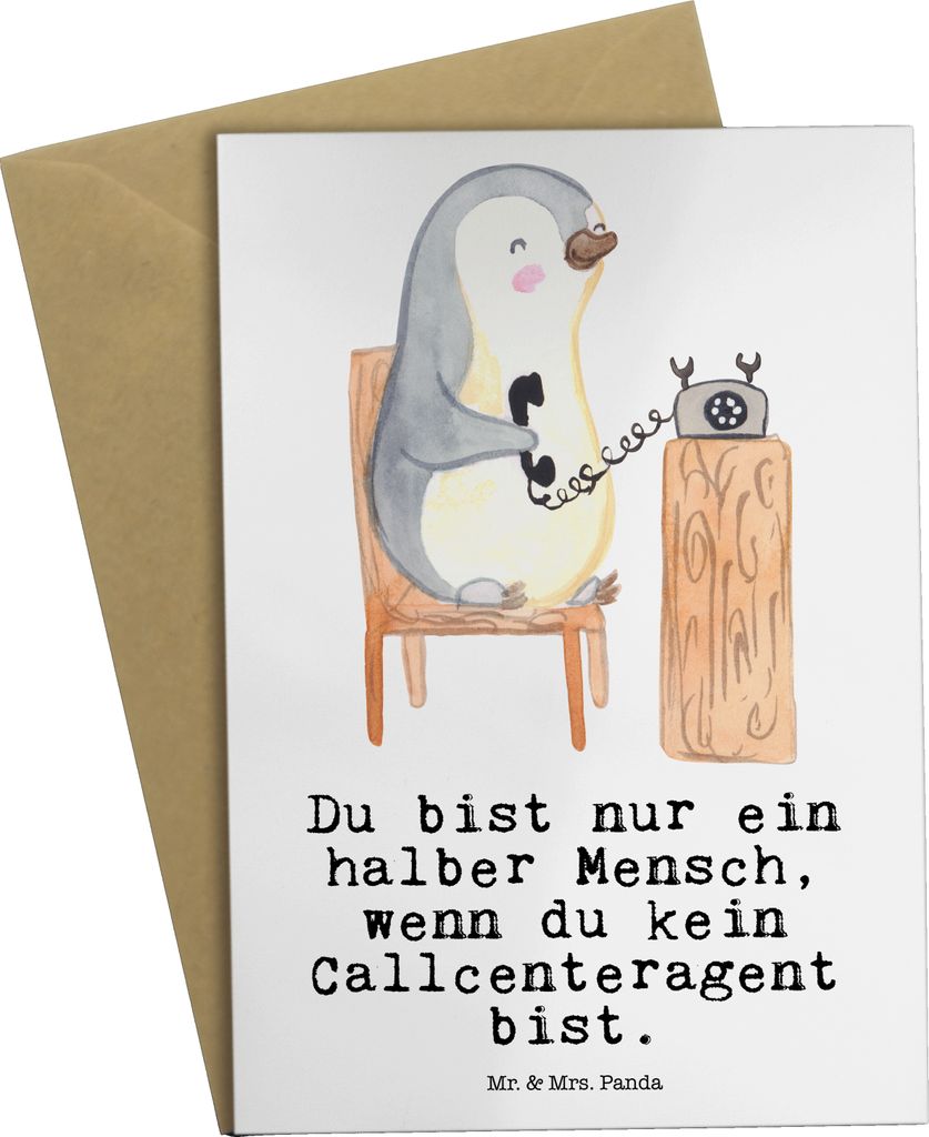 Mr. & Mrs. Panda babykarte Callcenteragent Herz - Weiß - Geschenk, einladungskarten, Lustig, osterkarte, Witzig, dankeskarten, Customer Service, G...