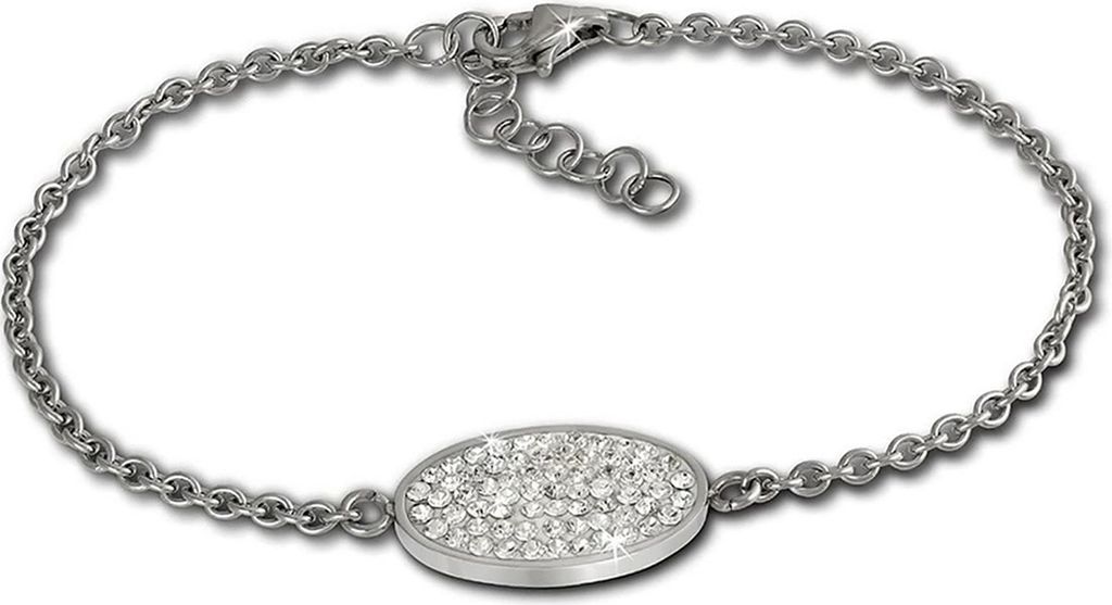 Amello Armband Damen Oval Edelstahl weiß Schmuck D2ESAS01W
