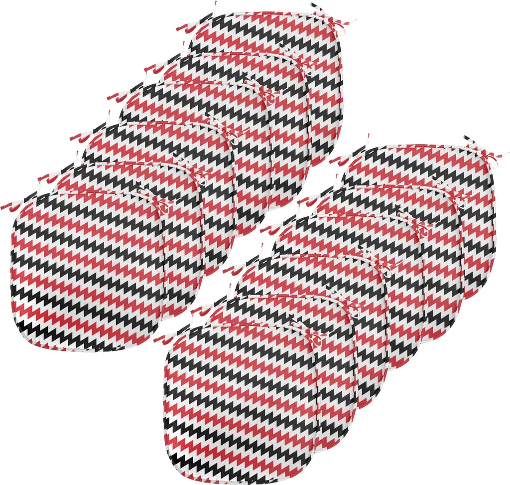 Cuscini Sedie Cucina 40x40 Chevron - Set 12 ABAKUHAUS Rosso/Nero/Bianco