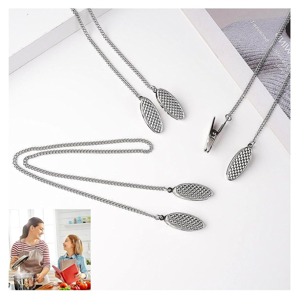 3 Stück Serviettenkette mit Clip für Senioren, Serviettenhalter aus Edelstahl, Metall Serviettenklammern, Für ältere Menschen oder Haustiere