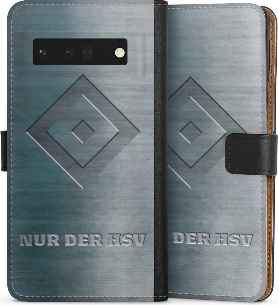 DeinDesign Klapphülle für Google Pixel 6 Pro Handytasche Lederhülle Tasche HSV Hamburger SV Metallic Look