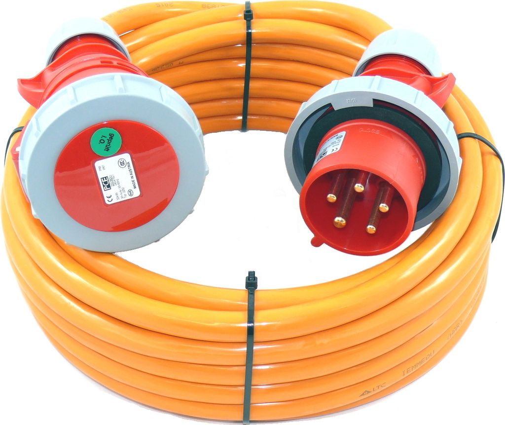 CEE Verlängerungskabel Starkstrom wasserdicht H07BQ 5G6 5x6 32A IP67 5-50m, Größe:5G6/ 25m