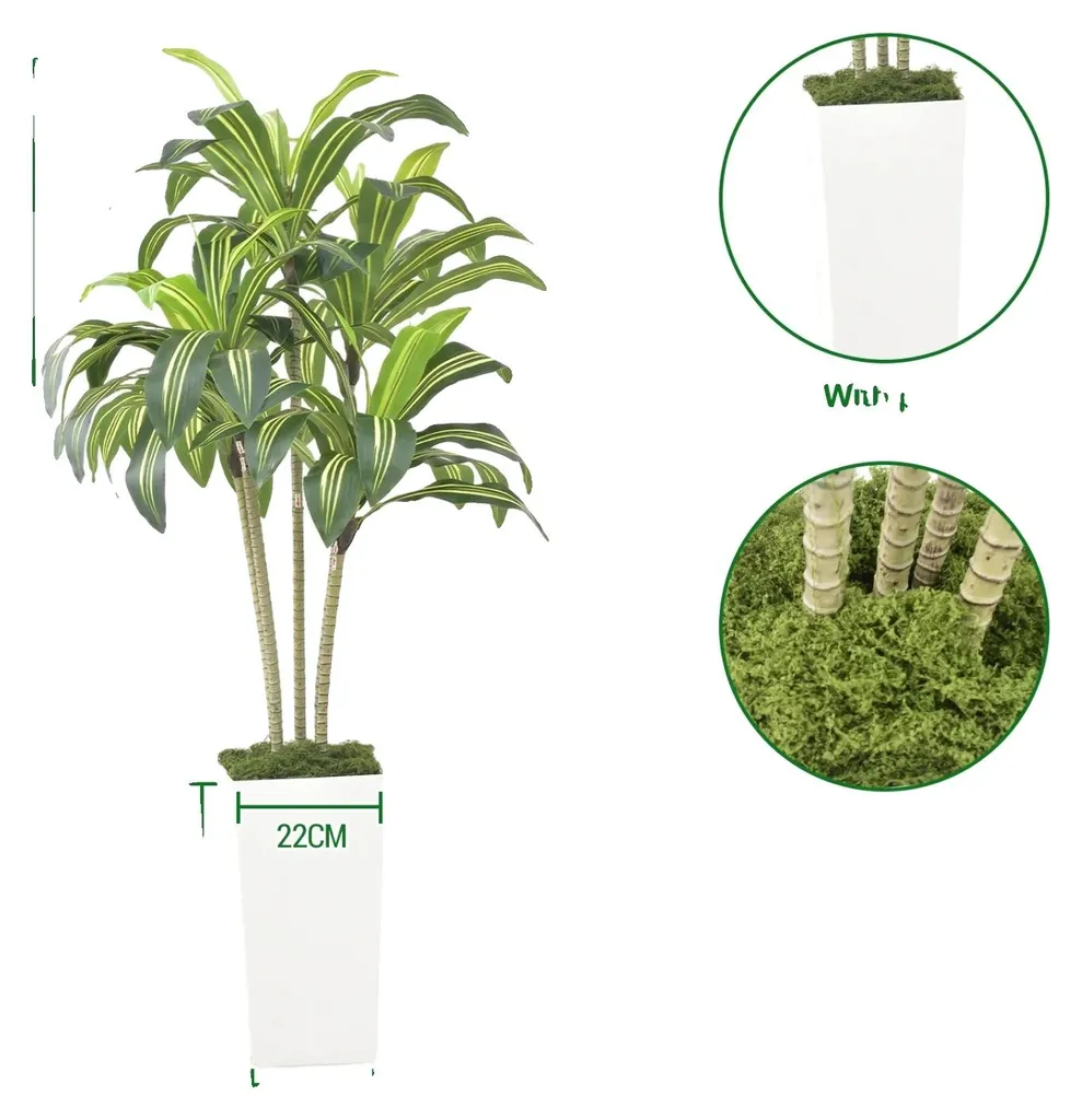 Dracaena artificiel 120 cm, plante idéale pour déco salon et bureau